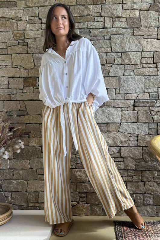 Mallow Stripe Wide Leg Pant Indian Yellow 